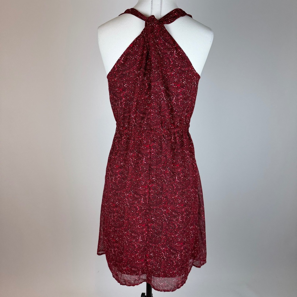 Converse One Star Maroon Paisley Tie Belt Sleeveless Mini Dress Womens XS Boho - Picture 5 of 10
